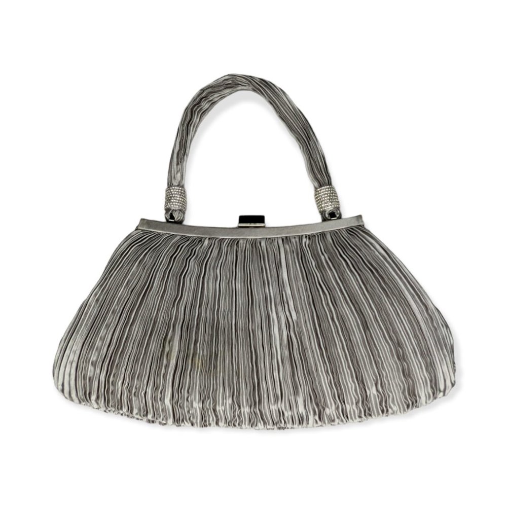 Preston & York Small Silver Micro Pleated Handbag